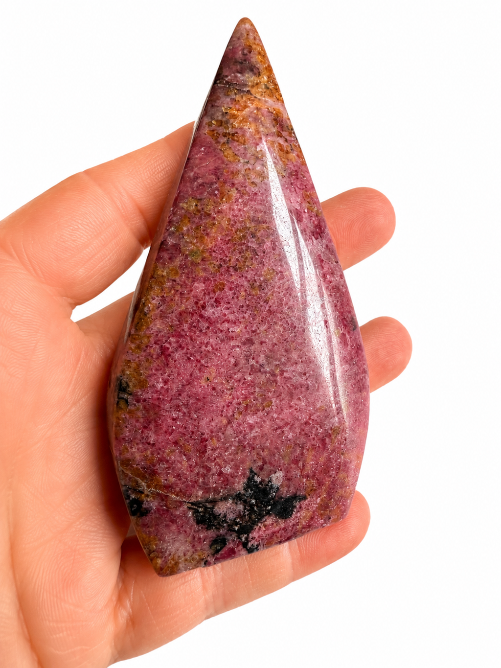 Rhodonite natural crystal arrowhead shape crystal carving