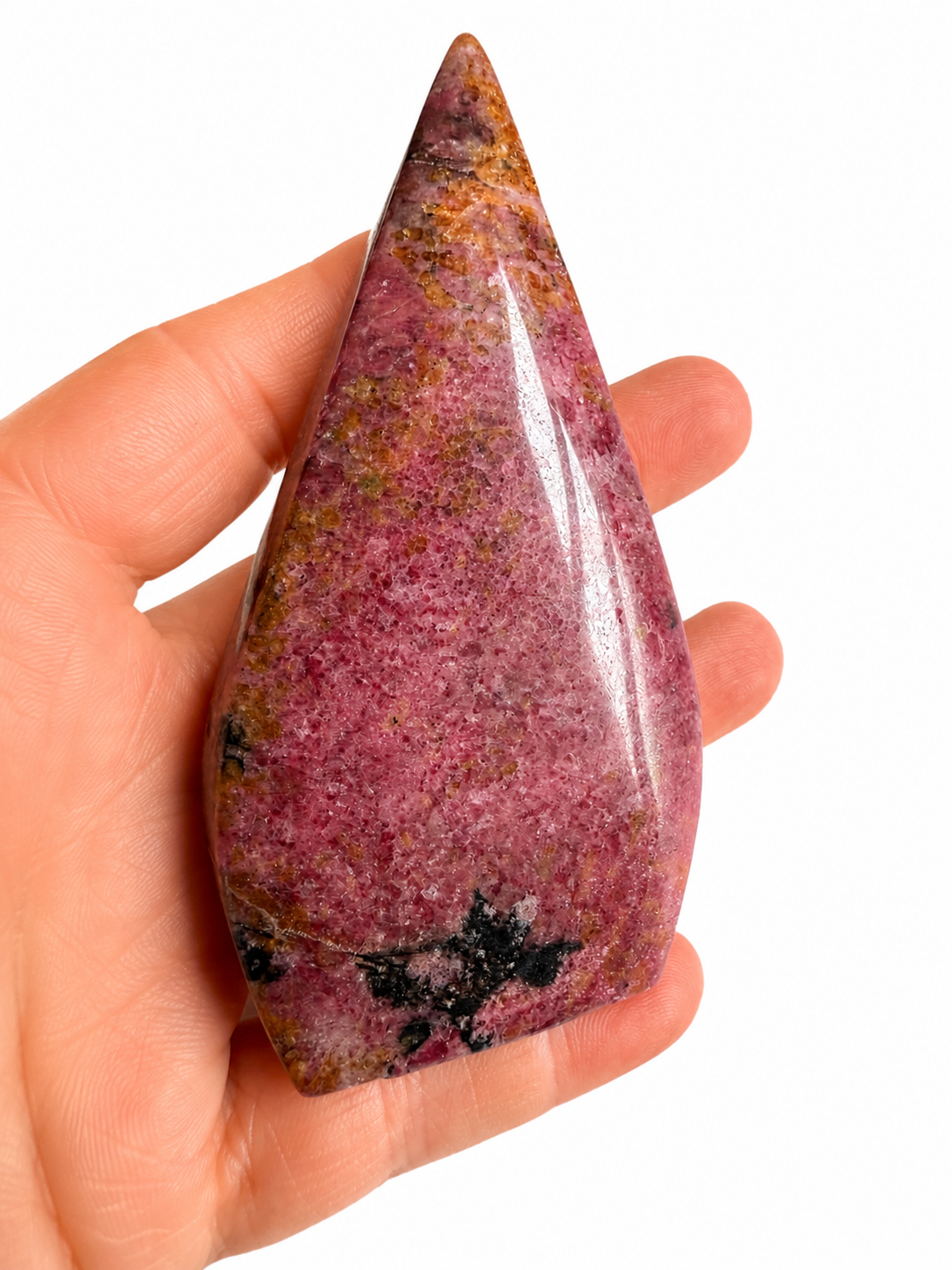 Rhodonite natural crystal arrowhead shape crystal carving