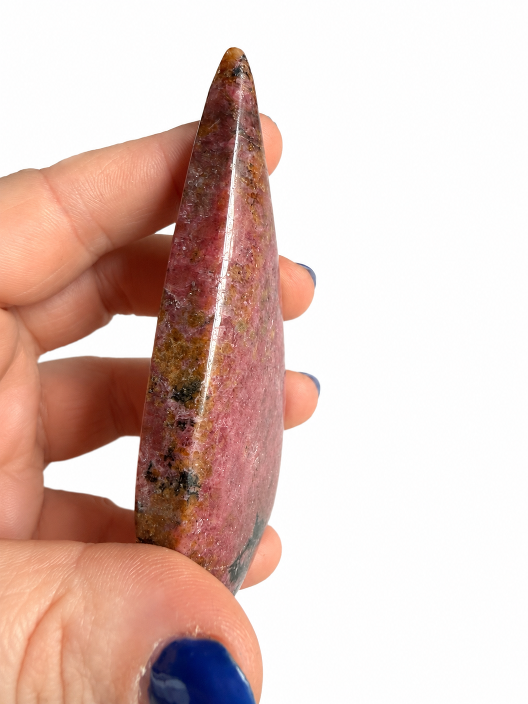 Rhodonite natural crystal arrowhead shape crystal carving