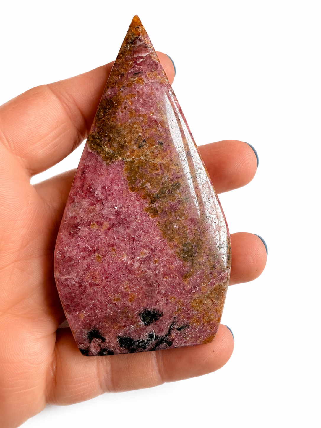 Rhodonite natural crystal arrowhead shape crystal carving