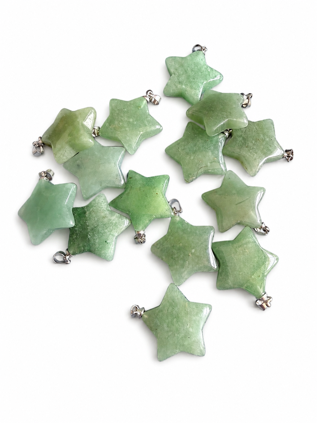 Green aventurine natural crystal star shaped pendant