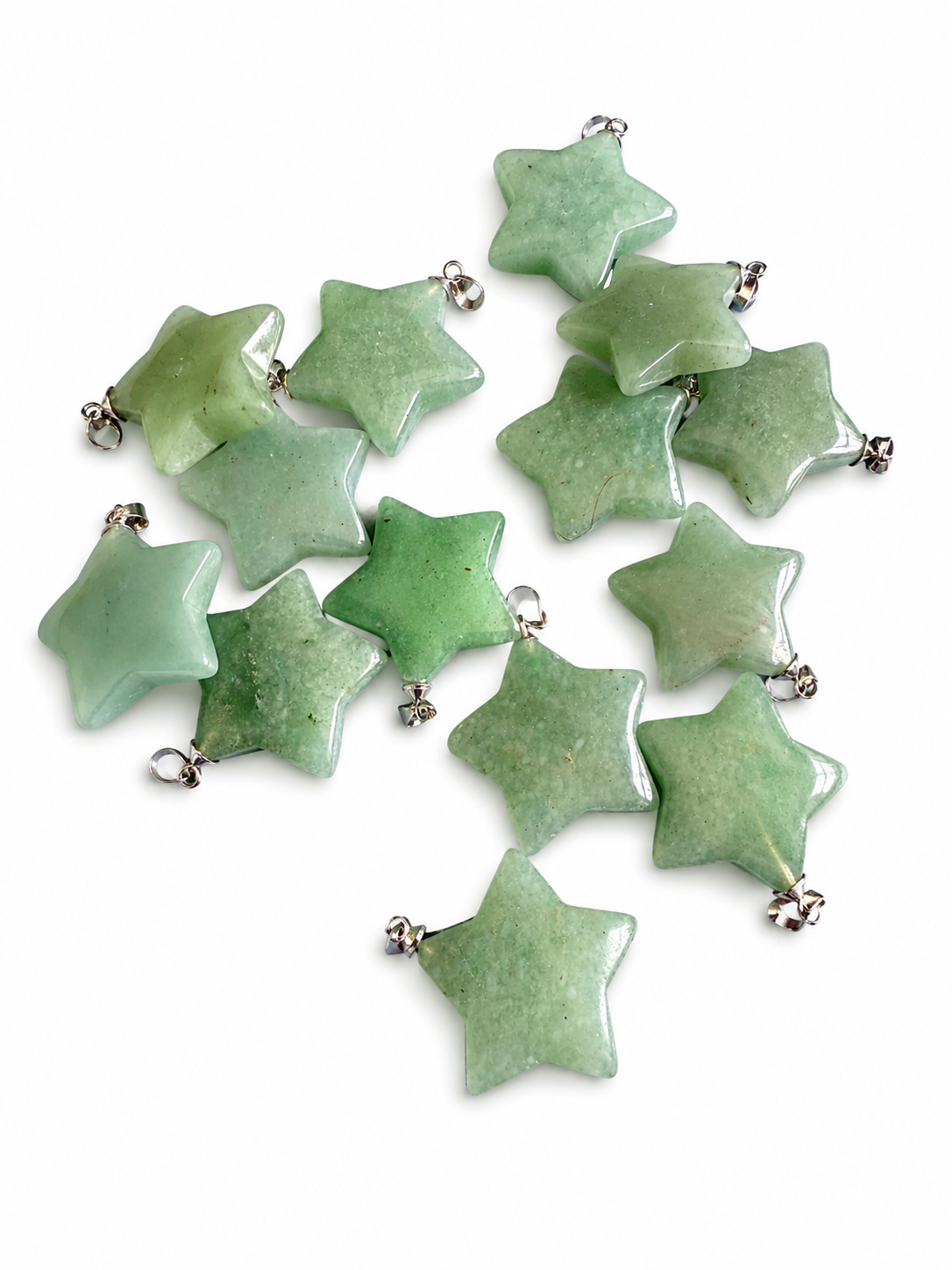 Green aventurine natural crystal star shaped pendant