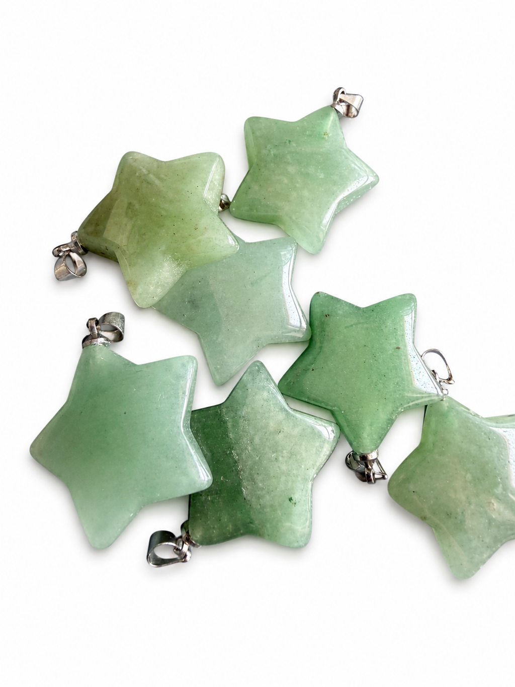 Green aventurine natural crystal star shaped pendant