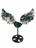 Large moss Agate heart with wings ornament
