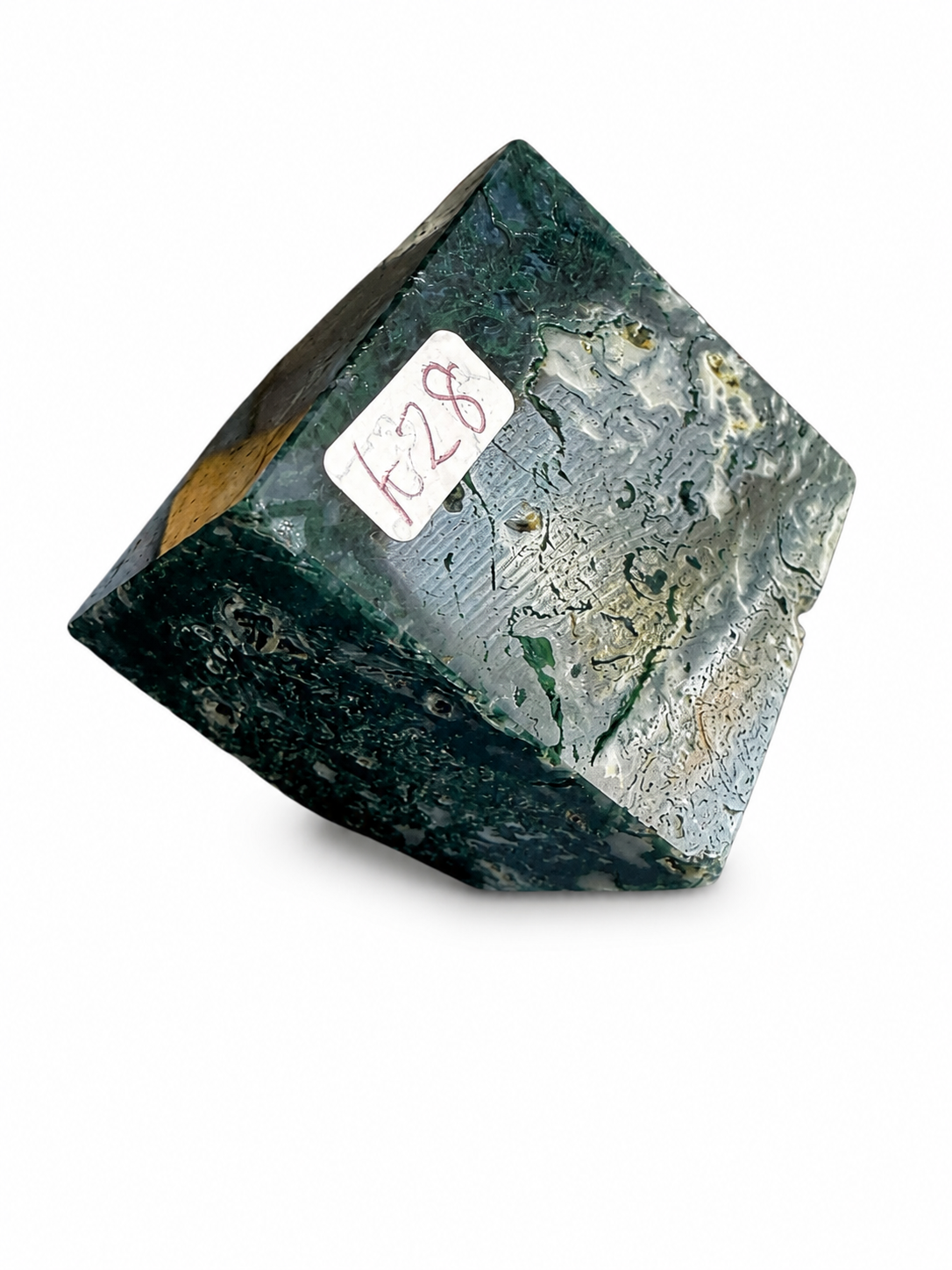 Large moss agate cube