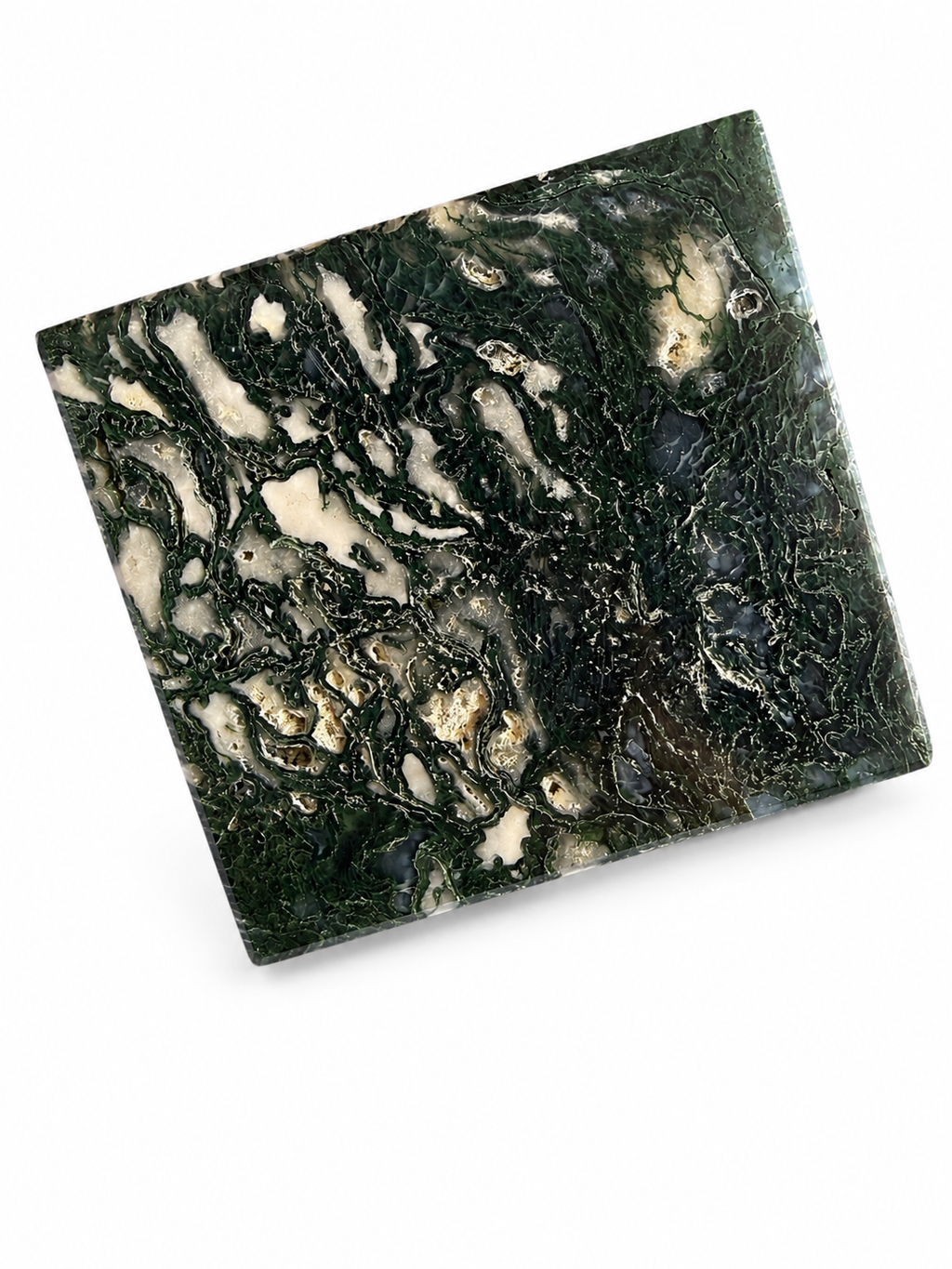 Large moss agate cube