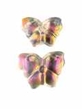 Aura coated clear quartz natural crystal butterfly
