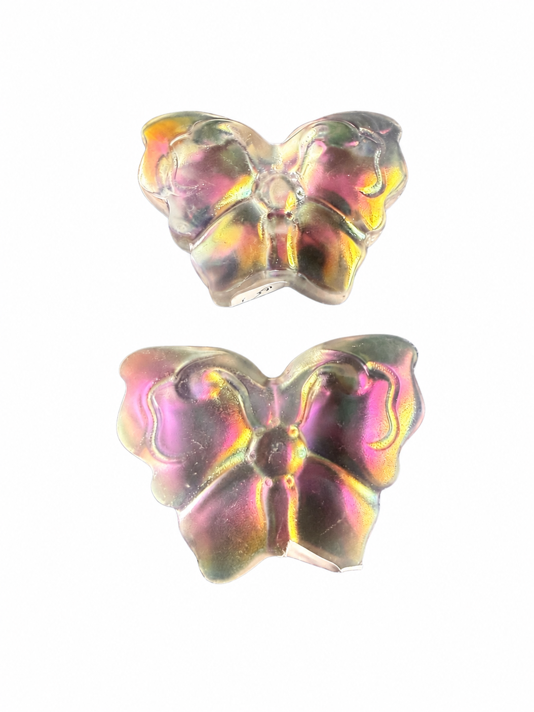 Aura coated clear quartz natural crystal butterfly