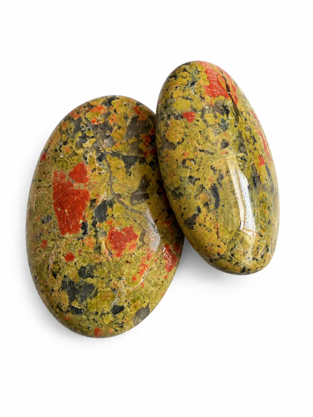 Unakite natural crystal palm stone