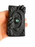Obsidian large crystal monster spell book carving