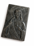 Silver Sheen obsidian Jesus crystal carving