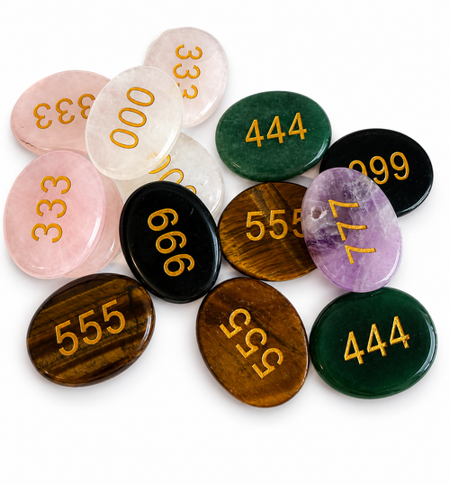 Angel Number natural crystal worry stone
