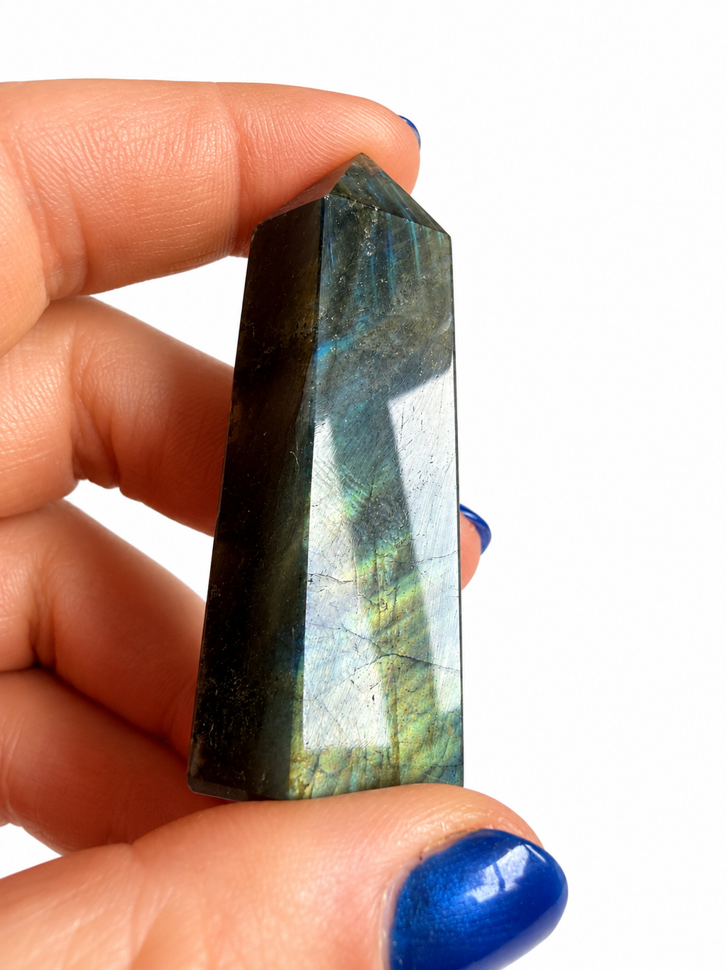 Labradorite natural crystal tower with flash