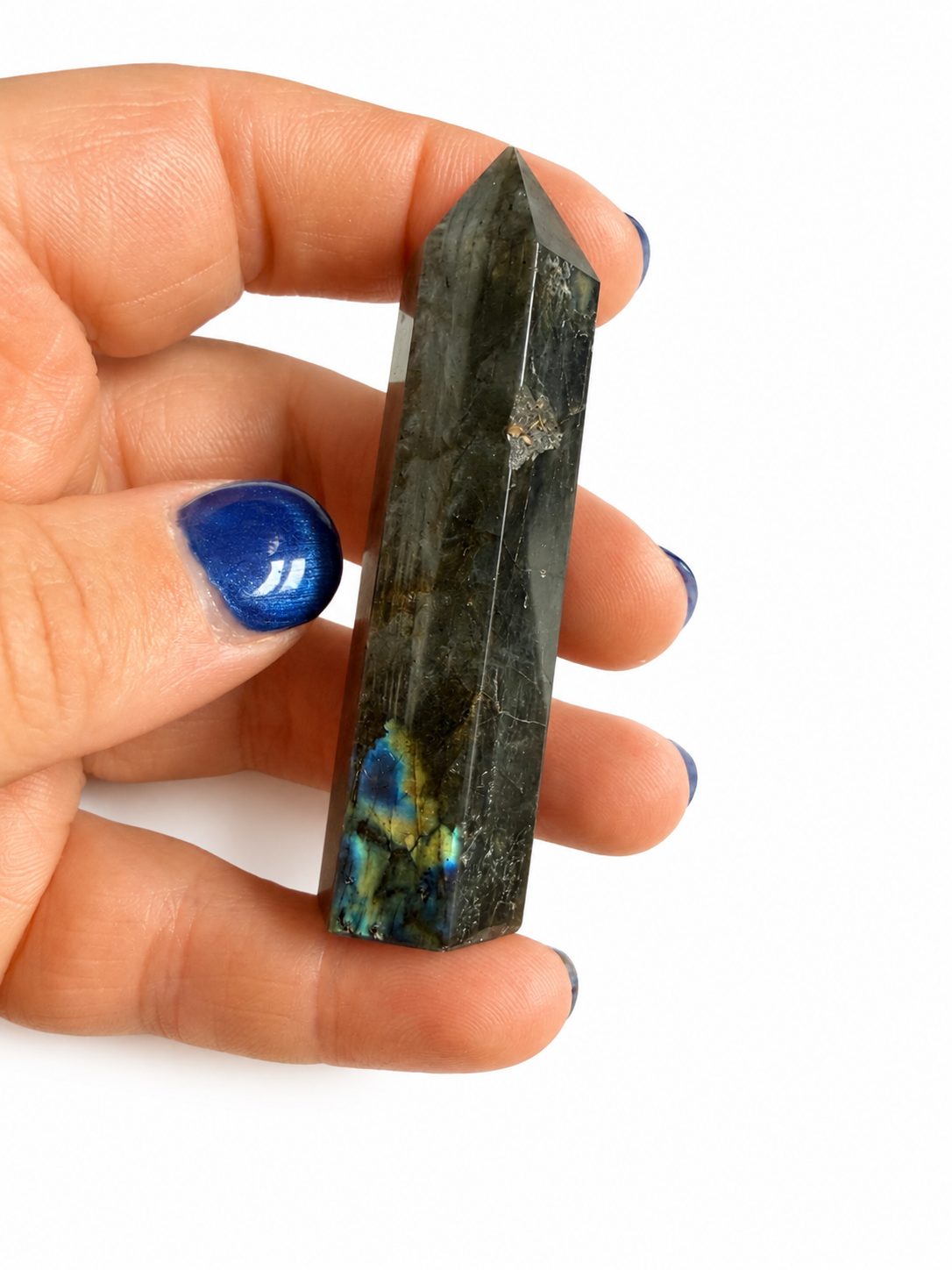 Labradorite natural crystal tower with flash