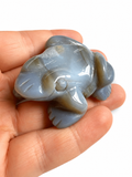 Blue chalcedony natural crystal frog carving