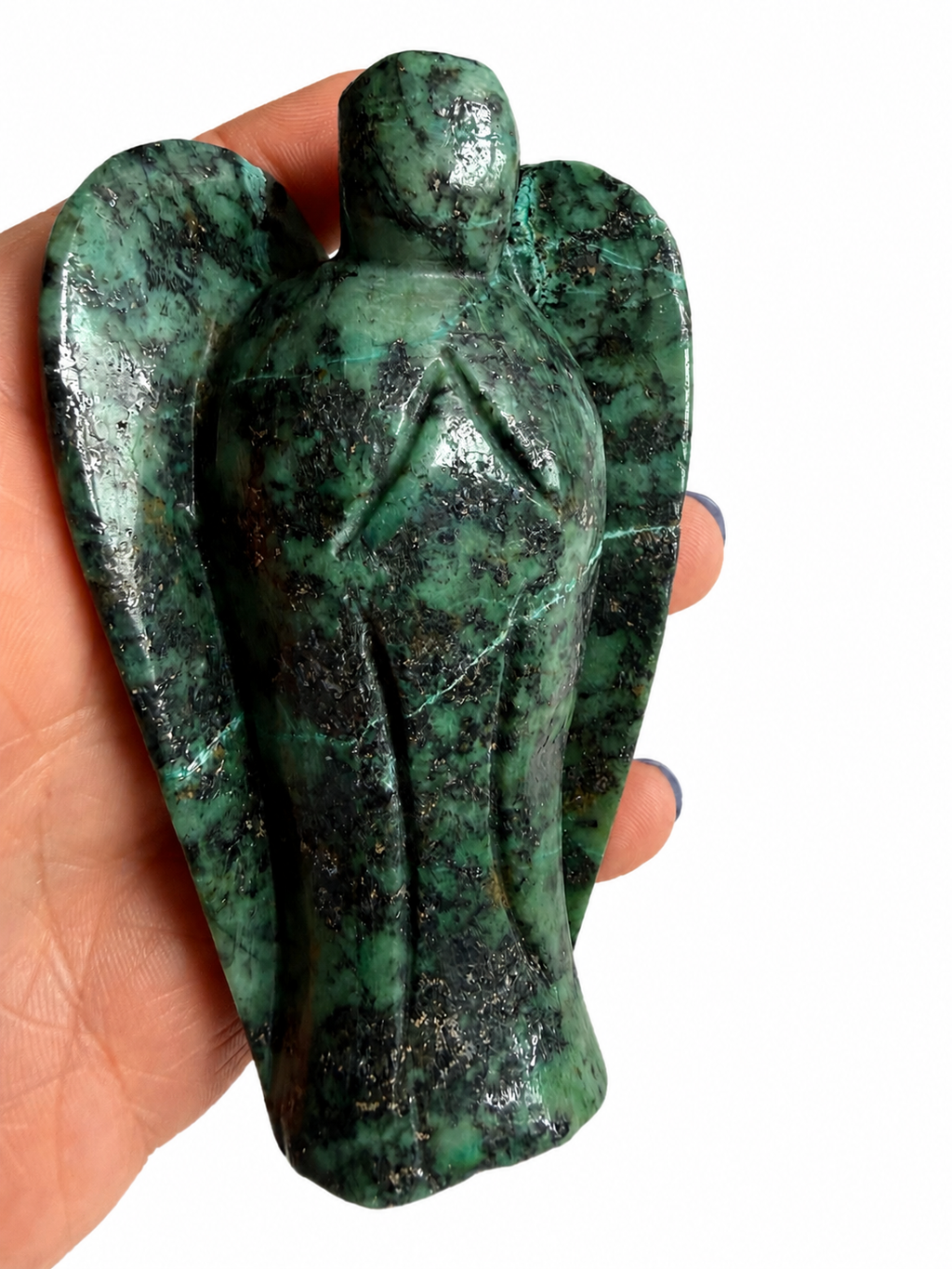 Emerald in matrix angel natural crystal carving