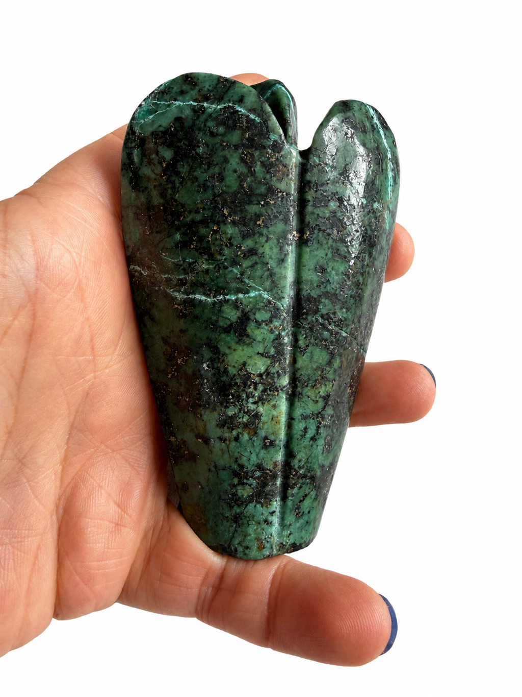 Emerald in matrix angel natural crystal carving