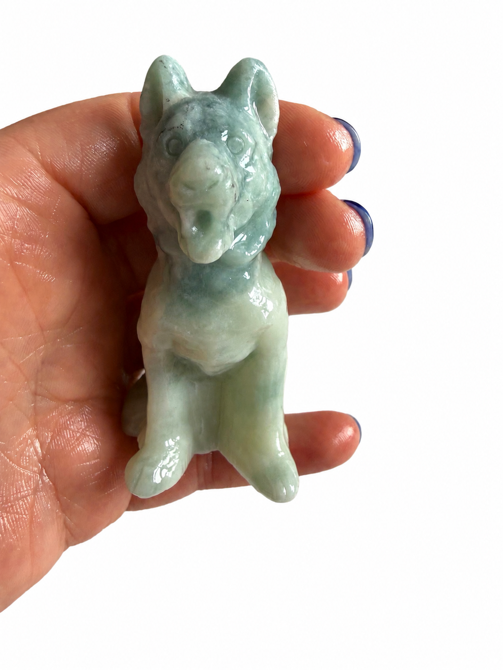Amazonite German shepherd natural crystal carving
