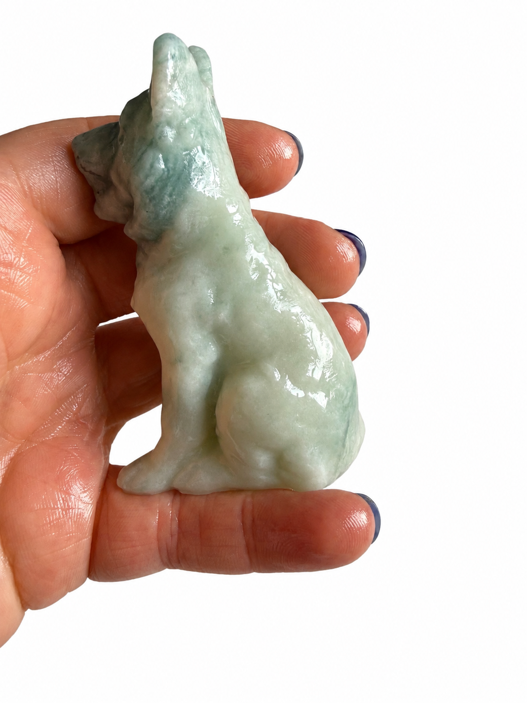 Amazonite German shepherd natural crystal carving