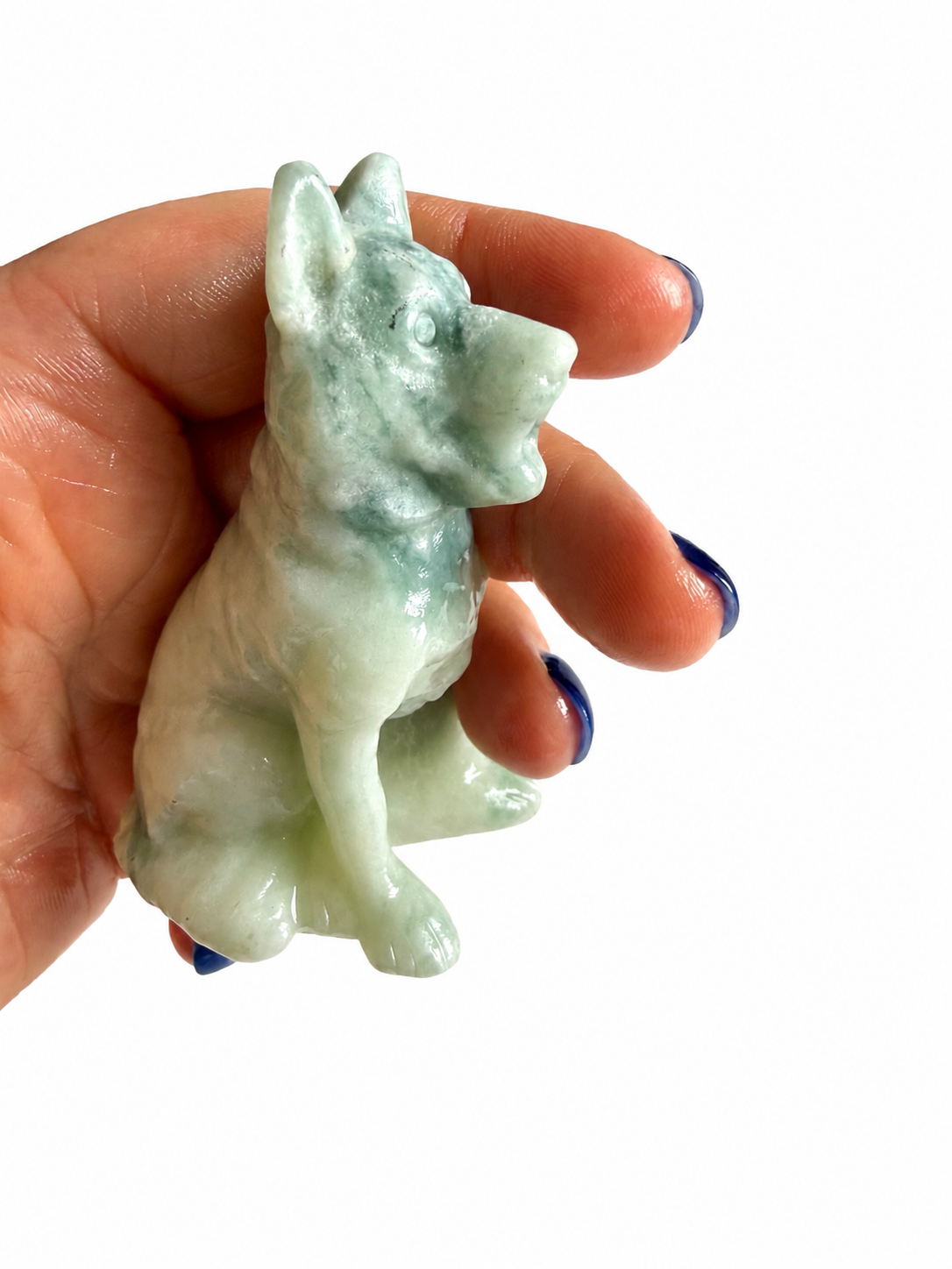 Amazonite German shepherd natural crystal carving