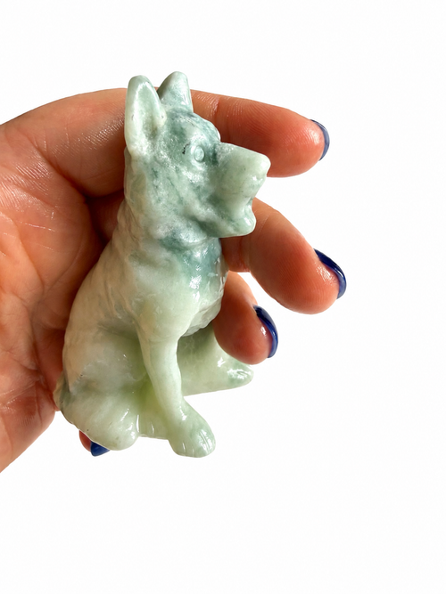 Amazonite German shepherd natural crystal carving