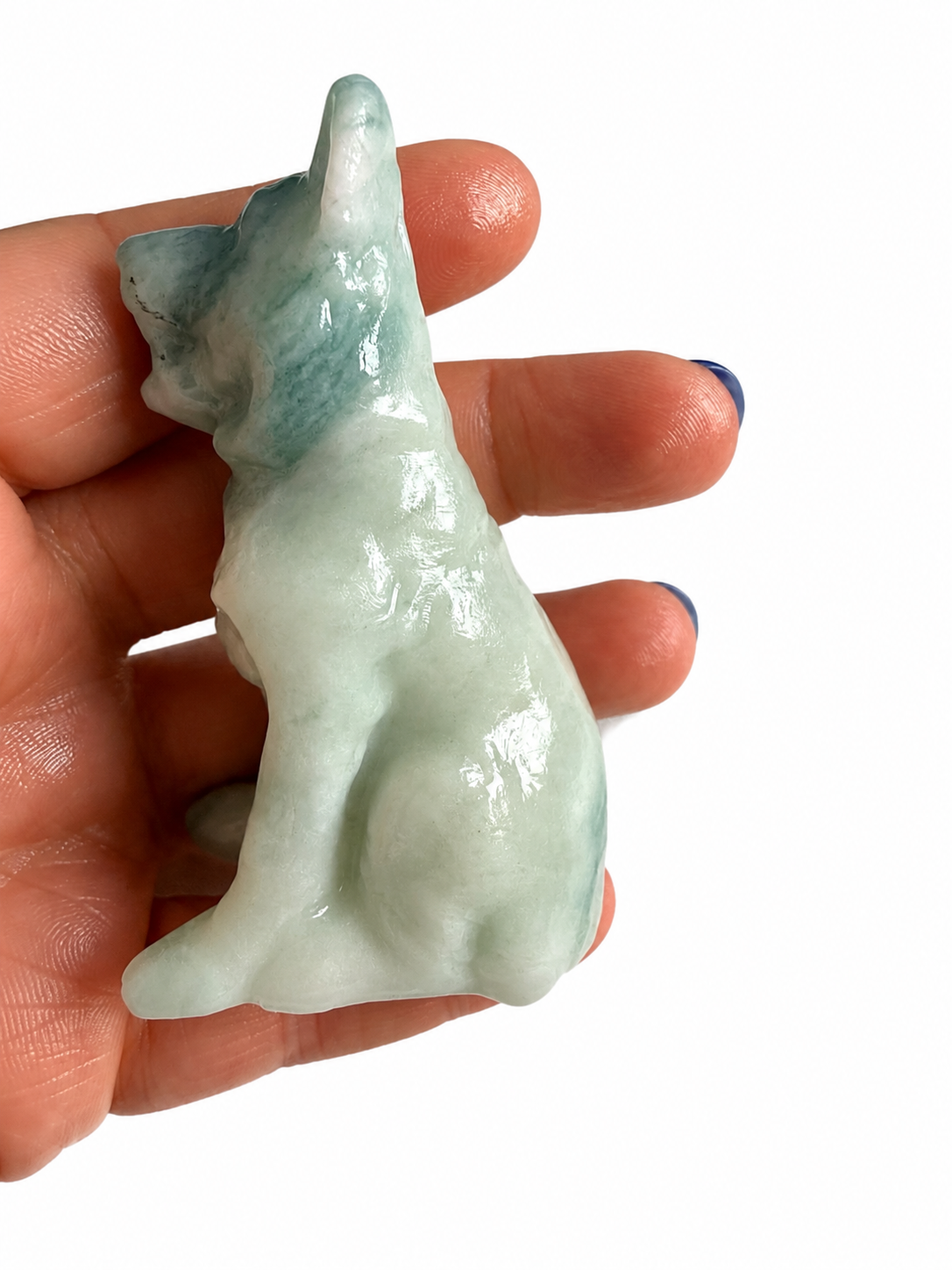 Amazonite German shepherd natural crystal carving