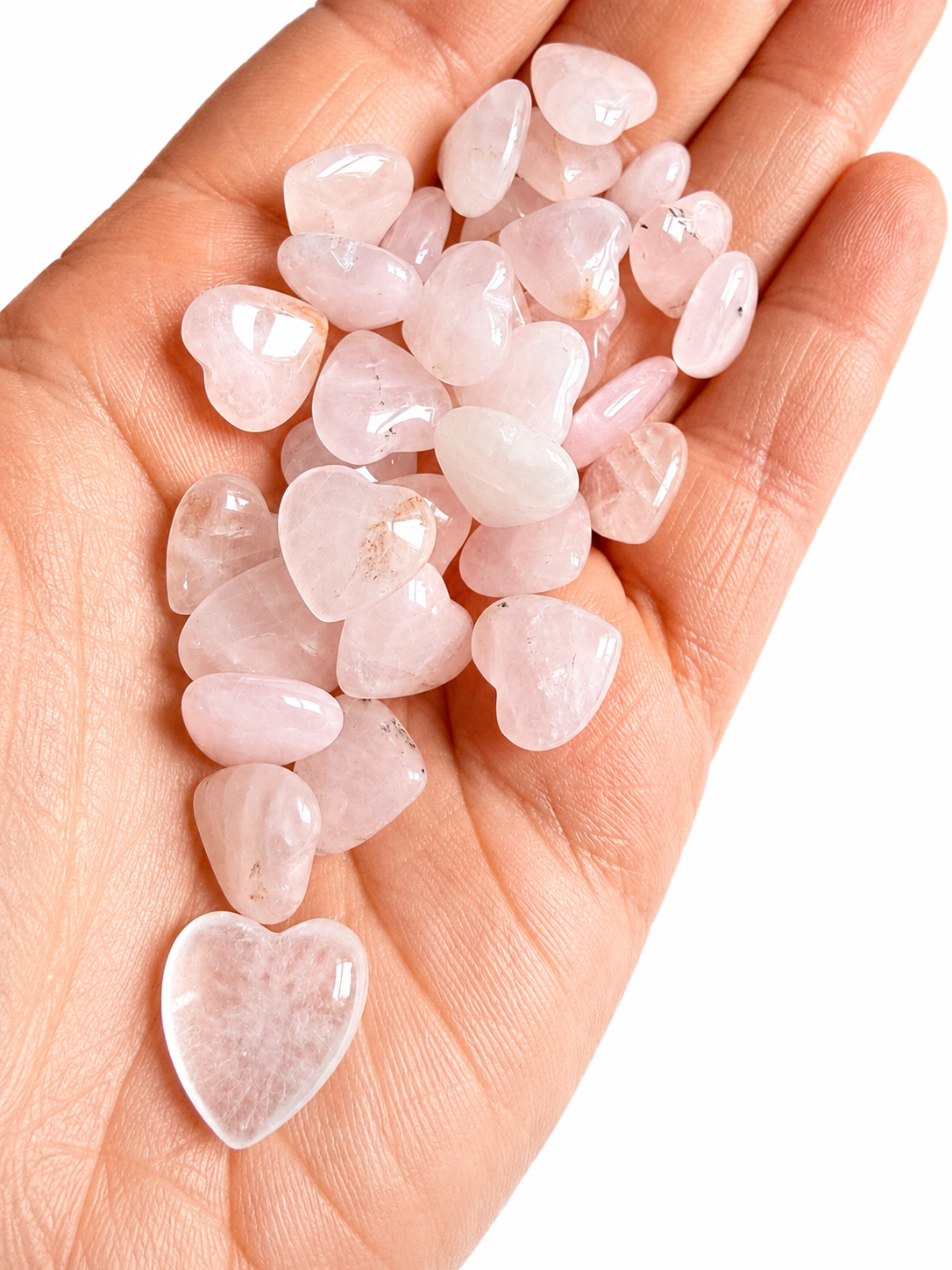 4 X Random selection natural crystal mini hearts carvings