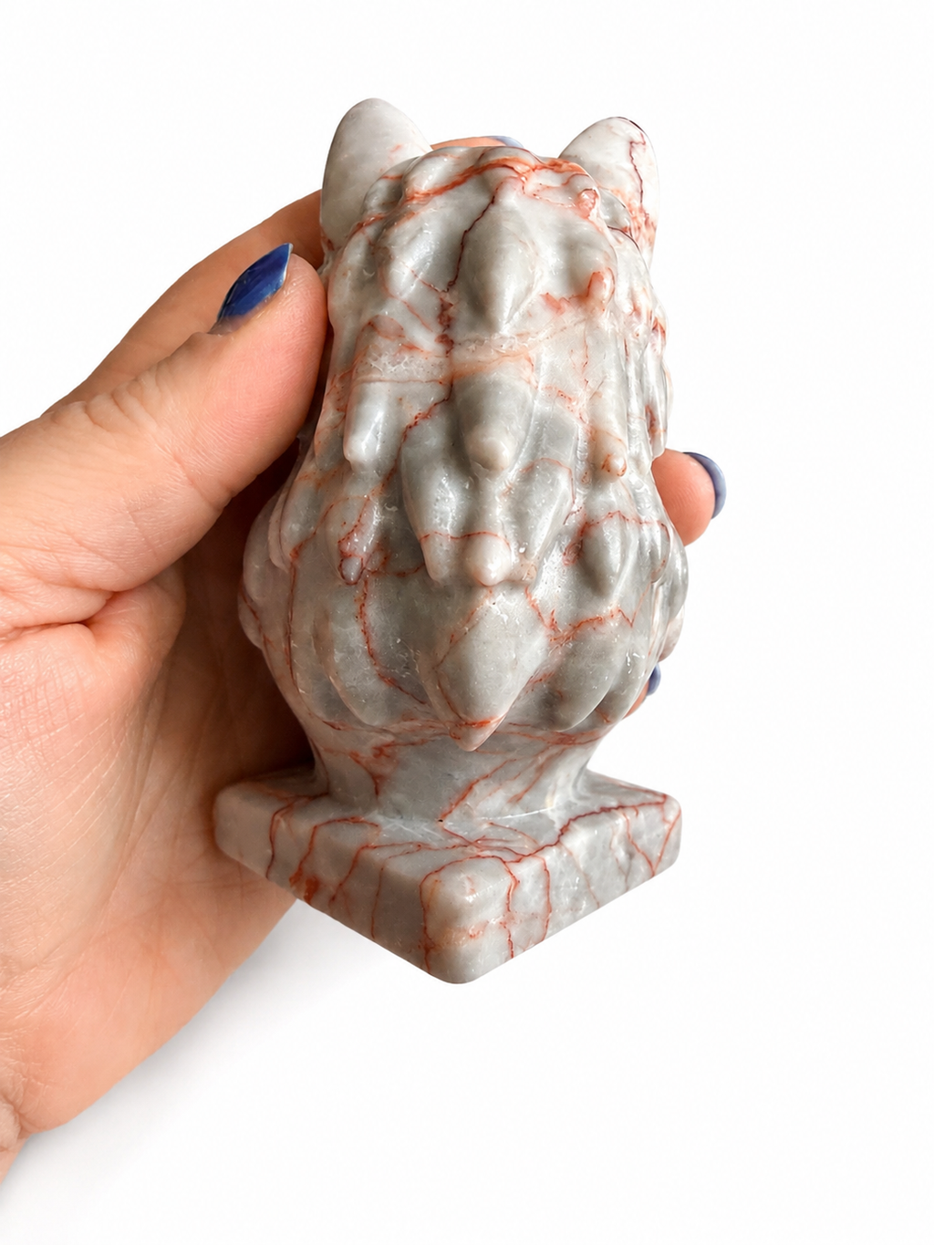 Red vein Jasper wolf bust natural crystal ornament