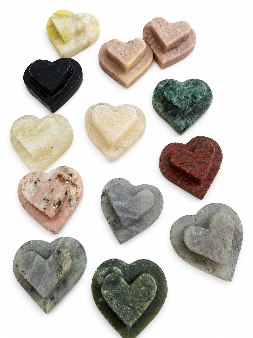 Natural crystal double love heart ornament